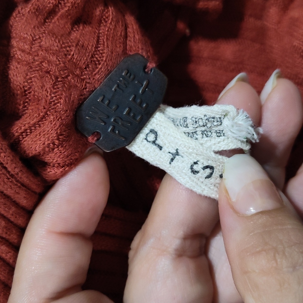 Free People We The Free Lover Ribbed  Open Back Knit Tunic Top in Rust Orange - Picture 6 of 7